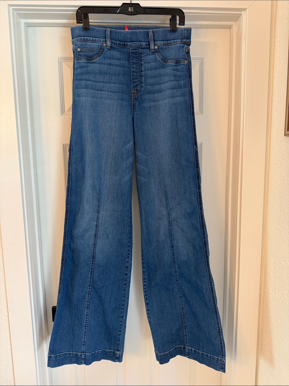 SPANX Seamed Front Wide Leg Jeans Size L Vintage Indigo